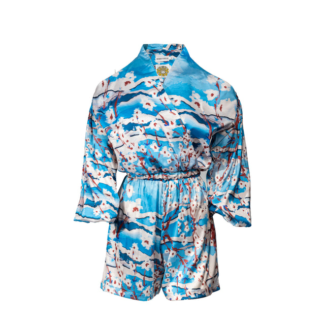 Romanino Silk Romper Blue