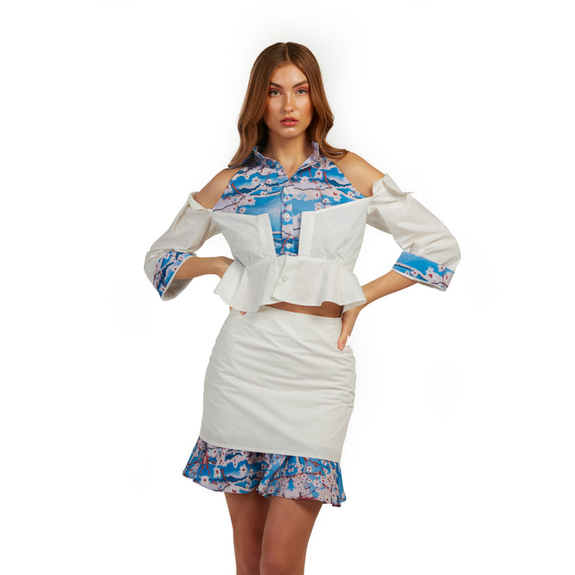 Antonio Ruffled Skirt in White